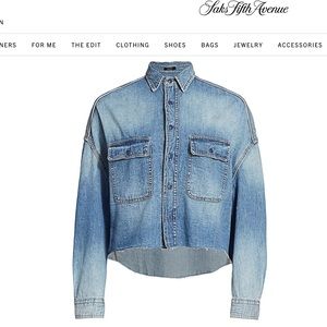 R13 Cropped Denim Shirt size medium color Brindley NWOT